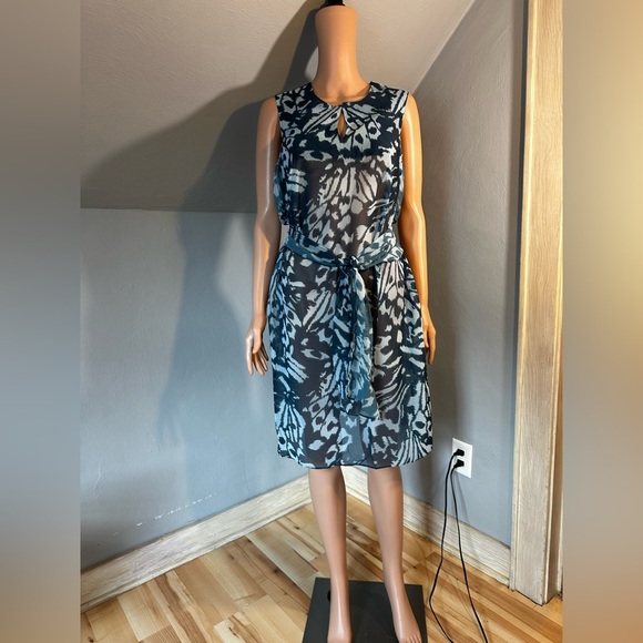 Gottex Miss Butterfly Blue Print Sheer Sleeveless Cover-Up Dress Size Medium NWT - Picture 4 of 5